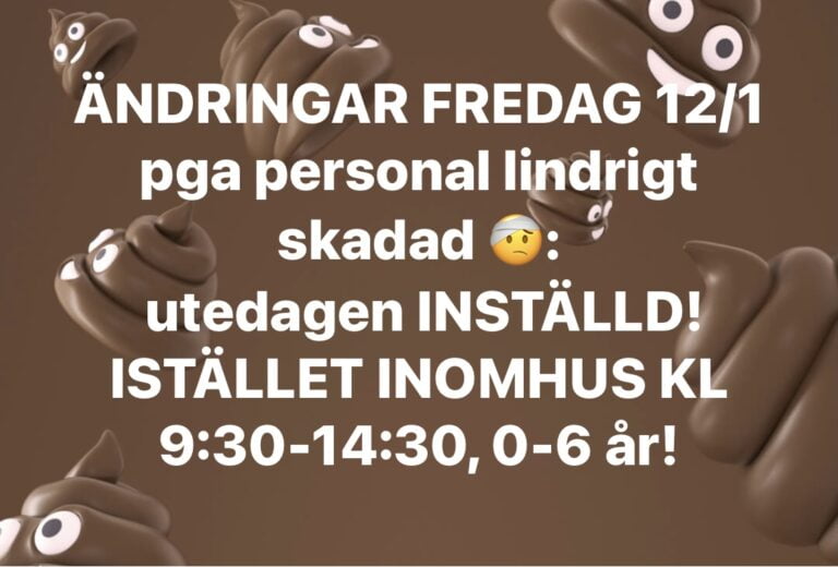 UTEDAGEN FREDAG 12/1 FLYTTAD INOMHUS!