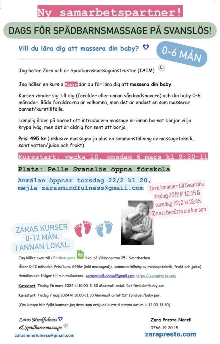 Äntligen tillbaka – spädbarnsmassage på Svanslös!