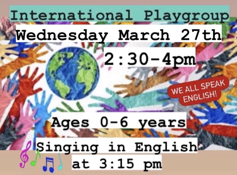 International Playgroup March 27th, 2:30-4 pm 