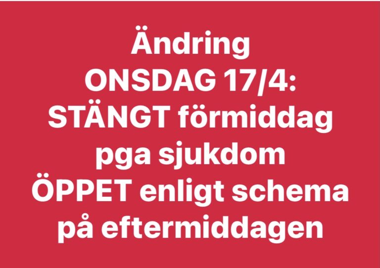 Ändring onsdag 17/4