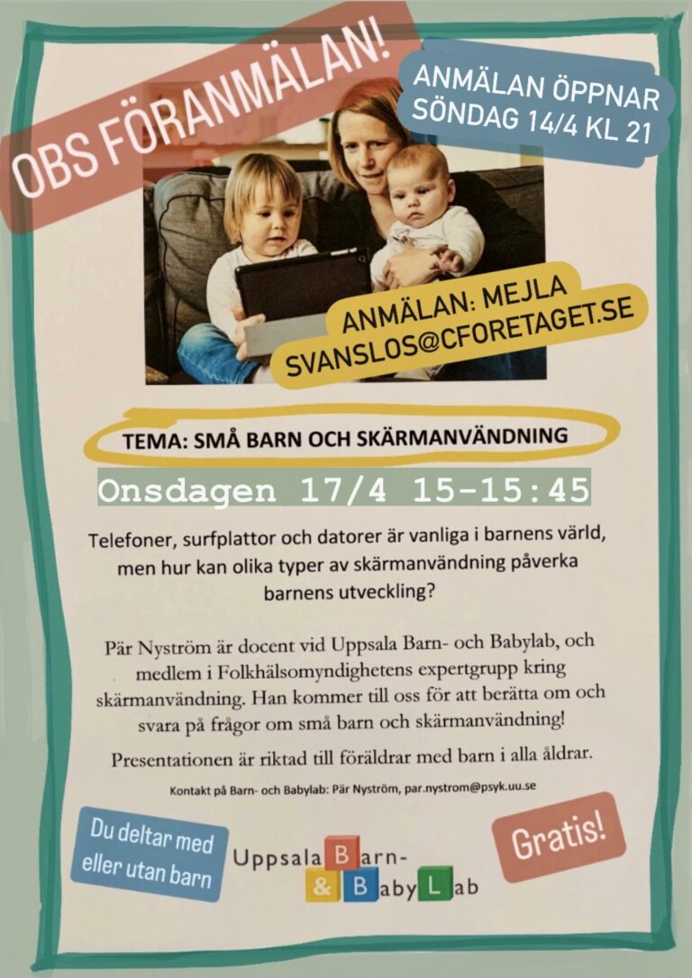 TEMA onsdag 17/4: SMÅ BARN OCH SKÄRMANVÄNDNING!