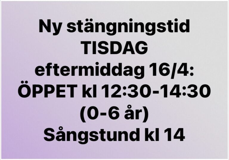 Liten justering tisdag em 16/4