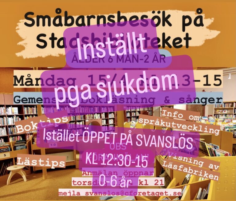OBS: INSTÄLLT! Biblioteksbesök för våra yngre 15/4 📚