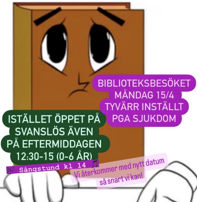 Inställd tur till biblioteket 15/4