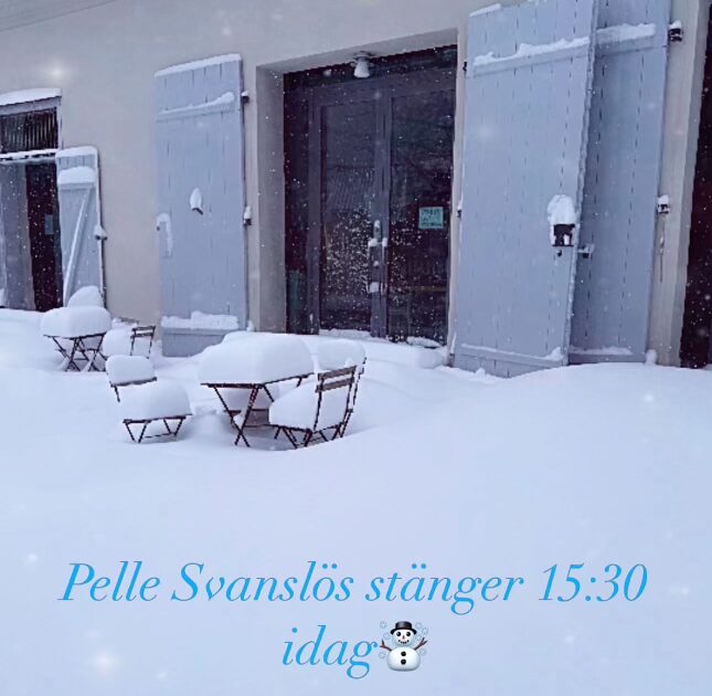 Vi stänger 15:30 idag