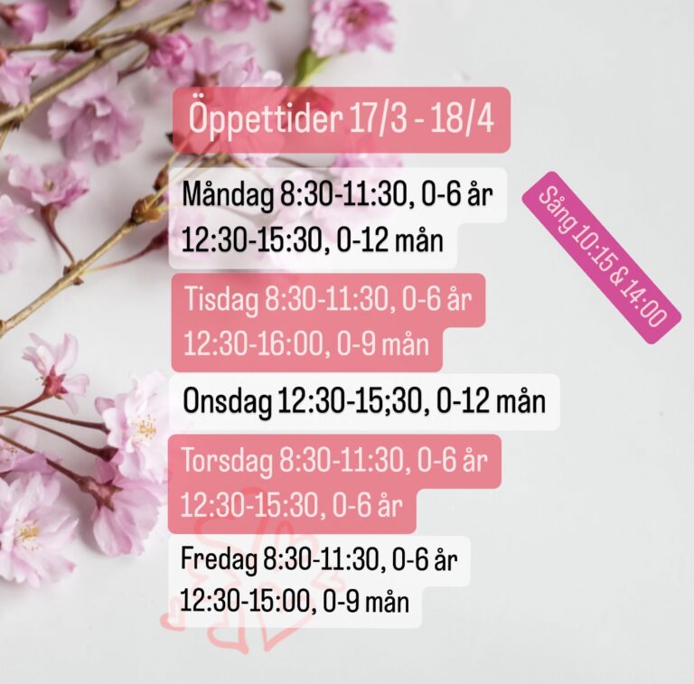 Öppettider 17/3-18/4