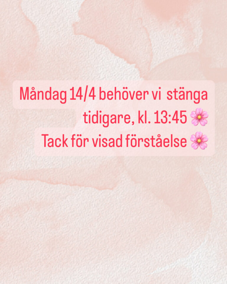 Ändring i öppettider måndag 14/4