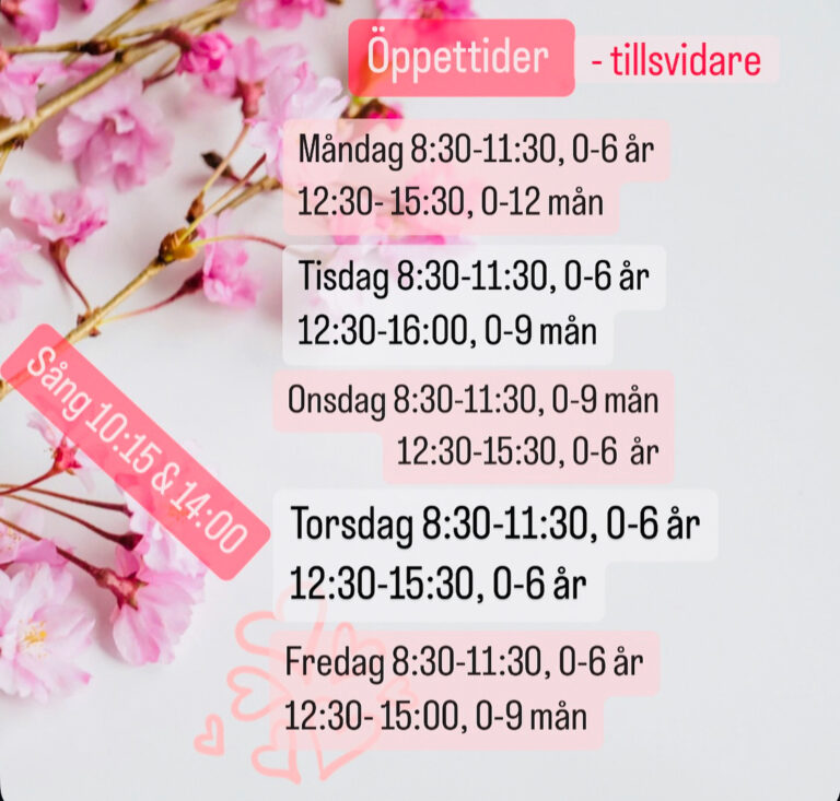 Öppettider tillsvidare