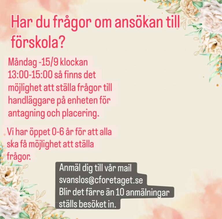 Har du frågor om ansökan till förskola?
