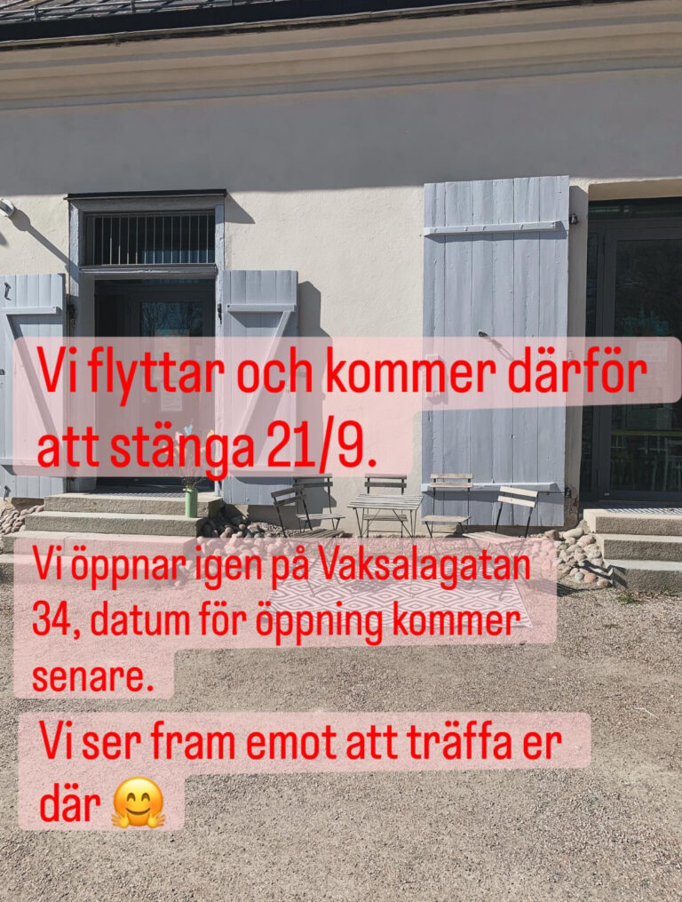 Stängt från 21/9 pga. Flytt