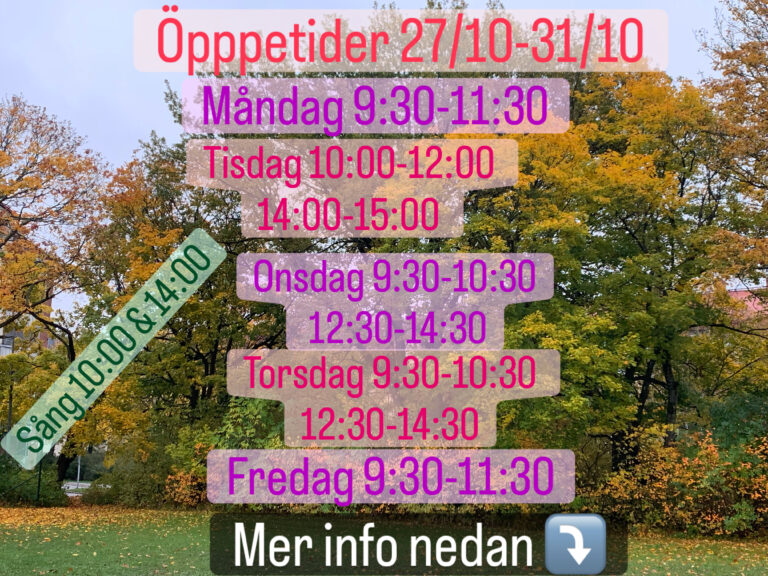Öppettider 27/10-31/10