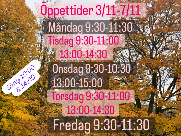 Öppettider 3/11- 7/11