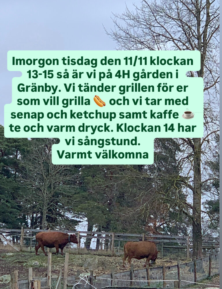 Vi besöker 4h gården i Gränby 11/11