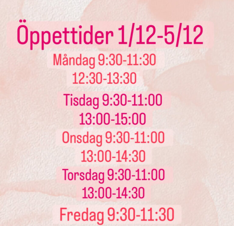 Öppettider 1/12-5/12